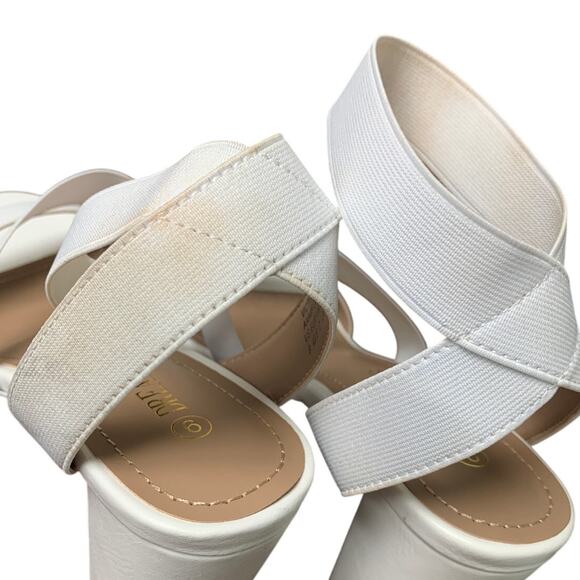 Dream Pairs Womens 9 White Elastic Ankle Strap 3.5" Block Heel Open Toe Shoes - Picture 9 of 12